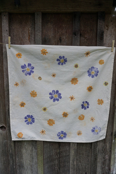 Naturally Dyed Tea Towel - Flowers