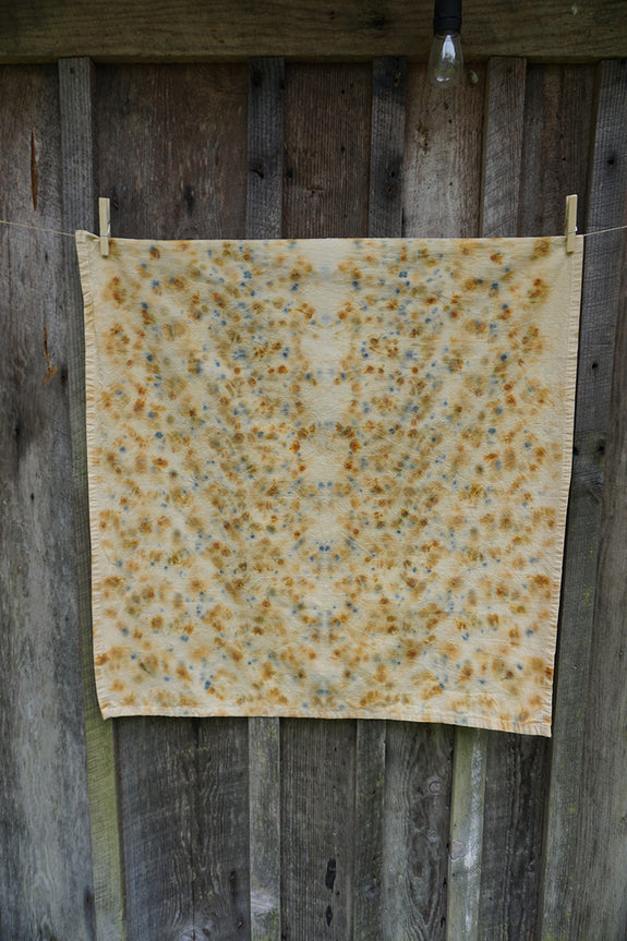 Naturally Dyed Tea Towel - Orange + Blue