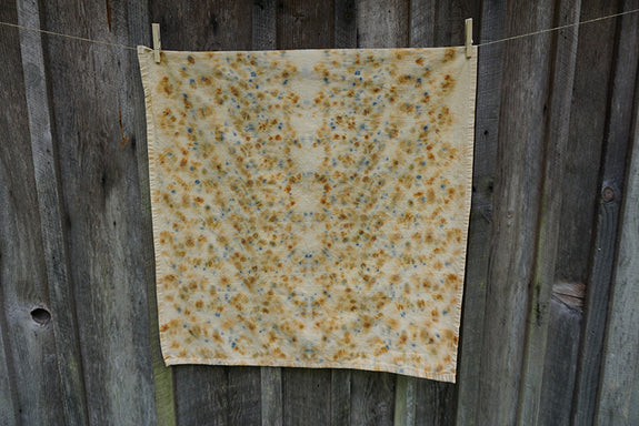 Naturally Dyed Tea Towel - Orange + Blue