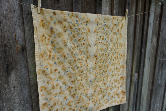 Naturally Dyed Tea Towel - Orange + Blue