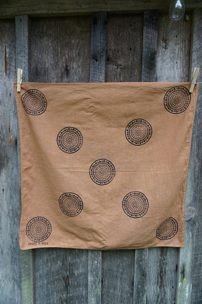 Naturally Dyed + Blockprinted Organic Cotton Bandana - Terra