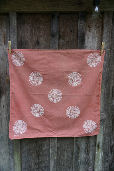 Naturally Dyed + Blockprinted Organic Cotton Bandana - Pink