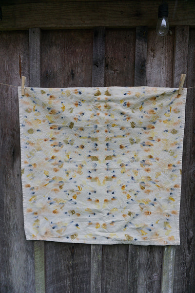 Naturally Dyed Tea Towel - Blue/Orange/Green