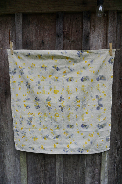 Naturally Dyed Tea Towel - Blue/Yellow