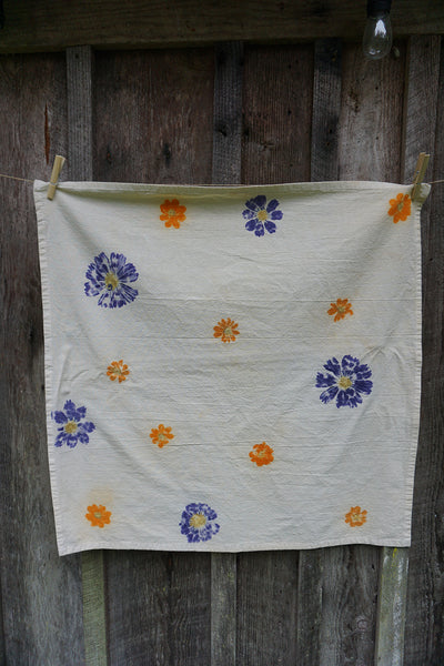 Naturally Dyed Tea Towel - Cosmos