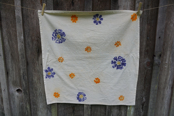 Naturally Dyed Tea Towel - Cosmos