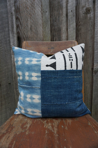 Jesse - African Mudcloth and Vintage Indigo Pillow