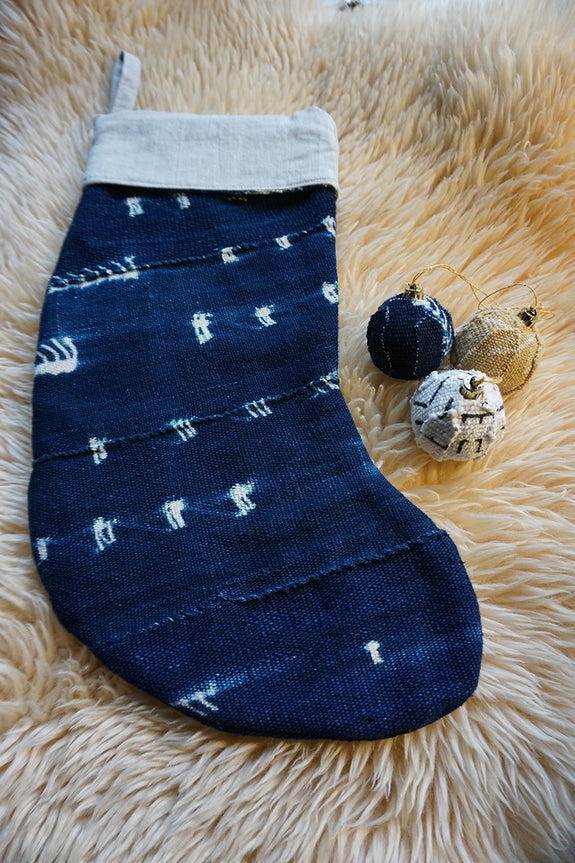 Stocking made from Vintage African Indigo