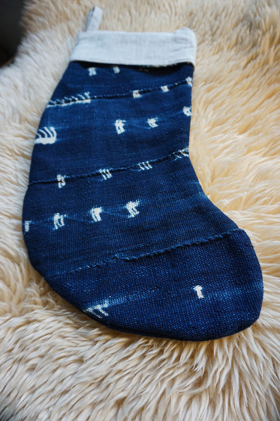 Stocking made from Vintage African Indigo