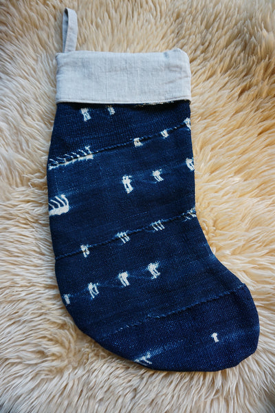 Stocking made from Vintage African Indigo