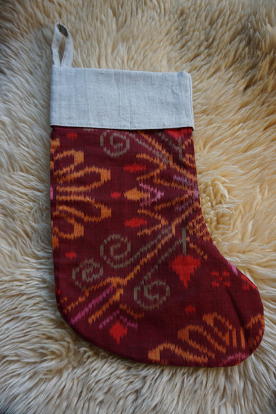 Stocking made from Indonesian Ikat - Red